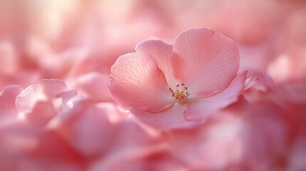 Rose Blossom Amidst Petals: Close-up of a single, delicate rose blossom resting atop a bed of scattered petals, evoking a sense of tranquility and the fleeting beauty of nature.
