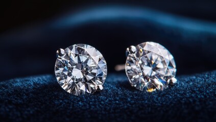 Sparkling diamond earrings on velvet