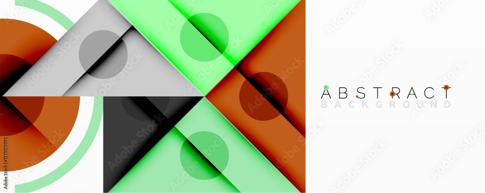 Aufkleber abstract geometric composition with intersecting triangles, circles, and gradients, creating a dynam