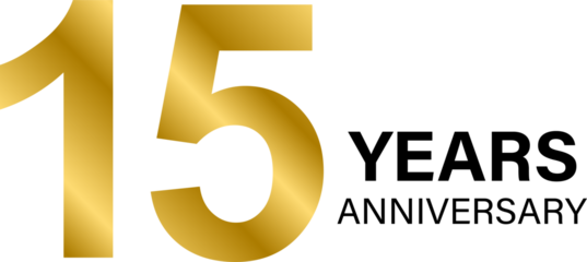 15 years anniversary gold icon for graphic design
