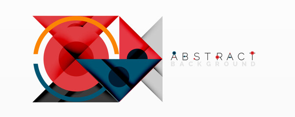 Geometric abstract design with layered triangles, circles, and gradients, forming a structured pattern with sharp contrasts and depth