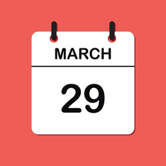 March 29. Daily Calendar icon for design. Simple design for business brochure, flyer, print media, advertisement. Easily editable.