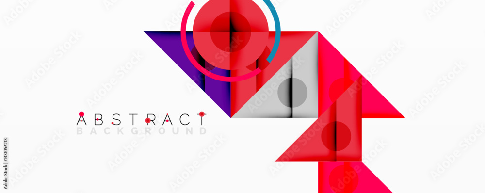 Aufkleber abstract geometric composition with intersecting triangles, circles, and gradients, creating a dynam