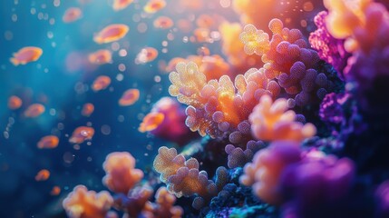 Obraz premium Vibrant underwater coral scene ocean depths macro photography marine environment colorful viewpoint nature's beauty
