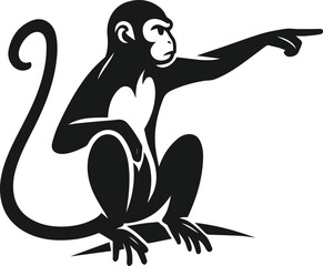 monkey pointing at something in the distance animal vector silhouette