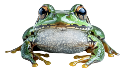 green frog isolated on white background