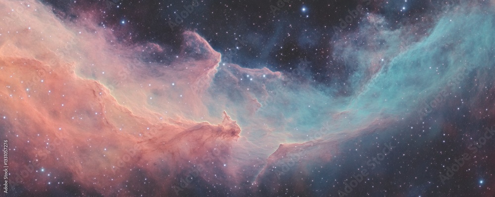 Wall mural a stunning celestial nebula with stars and vast colorful clouds