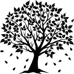 autumn tree shedding leaves silhouette