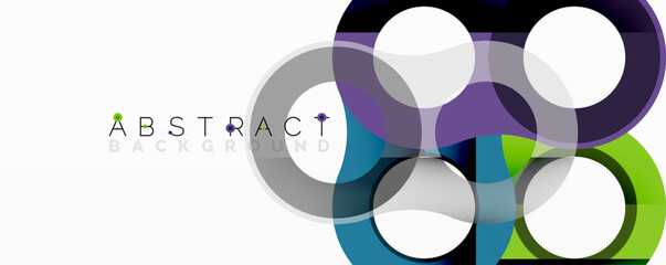 Abstract geometric pattern with interlocking circular and tubular shapes featuring smooth gradients, sharp contrasts, and dynamic layering