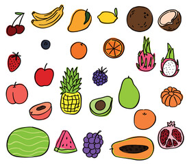Illustration of fruits in doodle style