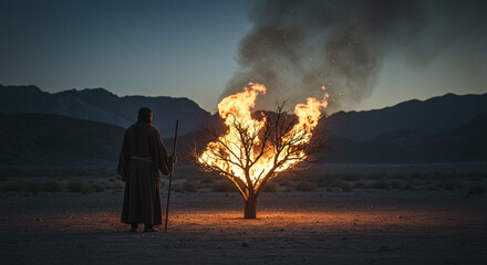 burning bush presenting itself to moses