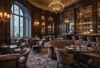 Elegant Interior of Upscale Restaurant with Luxurious Décor and Ambiance