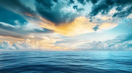 Fototapeta premium Dramatic Ocean Sunset: Digital Painting of a Colorful Sky Over Calm Waters AI Generated