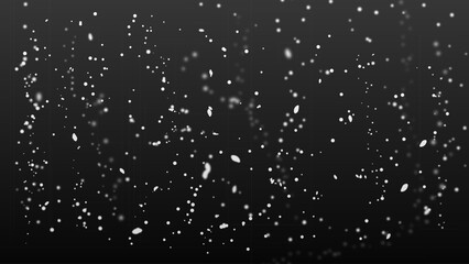Falling snow flake template on the night dark background. Vector illustration.