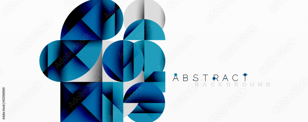 Aufkleber Abstract geometric design with intersecting circles, triangles, squares and sharp angles creating a layered composition with gradients, depth, and contrast