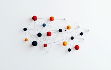 Colorful Pins Connected On White Background