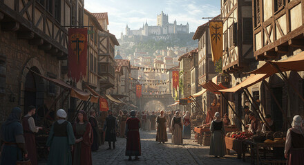 Fototapeta premium street in the old medieval fantasy town