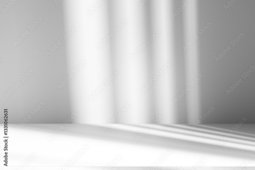 Poster Wall interior background, studio and backdrops show products.with shadow from window color white and grey. background for text insertion and presentation product	