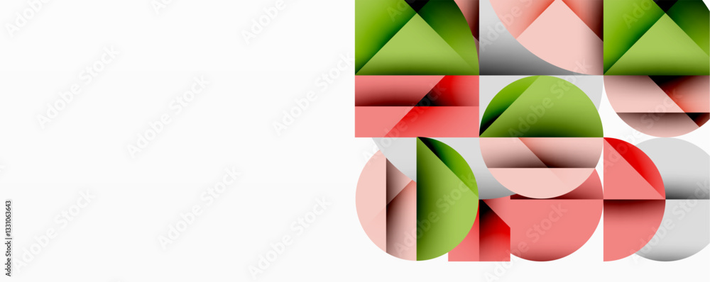 Aufkleber Modern abstract composition with layered circles and angular segments featuring gradients, transparency effects, and a structured geometric layout