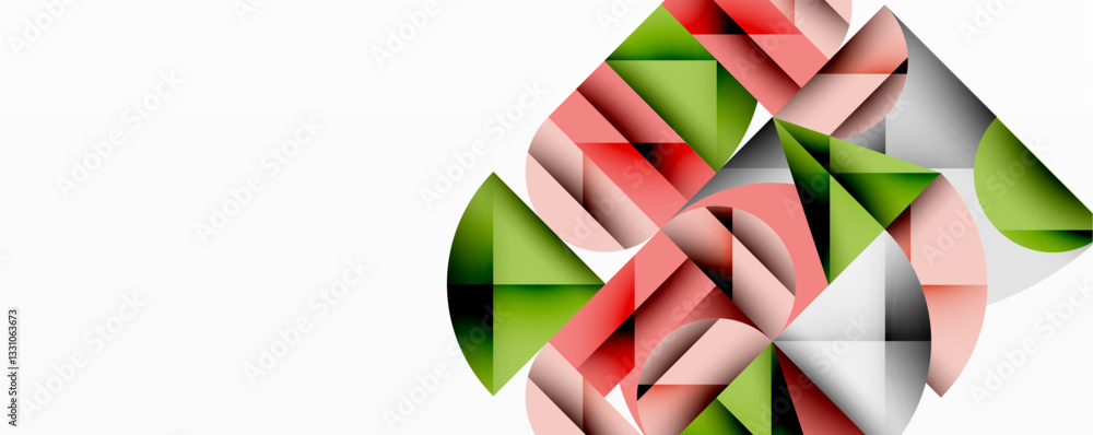Aufkleber Modern abstract composition with layered circles and angular segments featuring gradients, transparency effects, and a structured geometric layout