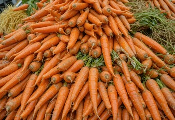 Fresh Organic Carrots Stacked in a Colorful Market Display