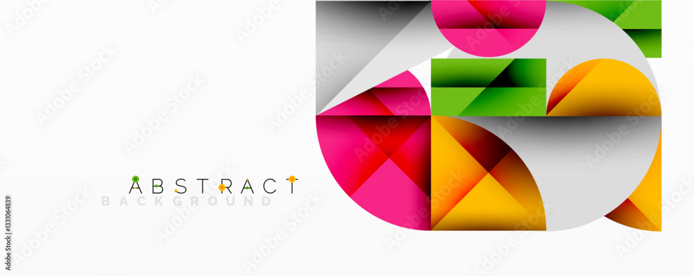 Aufkleber Abstract geometric design with intersecting circles, triangles, squares and sharp angles creating a layered composition with gradients, depth, and contrast