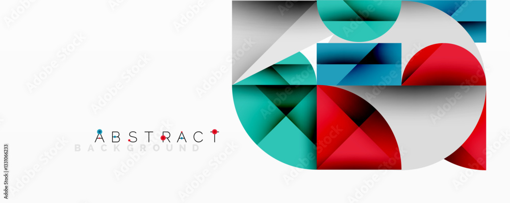 Aufkleber Modern abstract composition with layered circles and angular segments featuring gradients, transparency effects, and a structured geometric layout