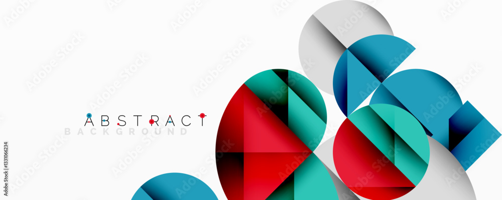 Aufkleber Modern abstract composition with layered circles and angular segments featuring gradients, transparency effects, and a structured geometric layout