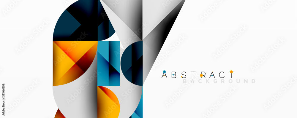 Poster abstract geometric artwork with overlapping circles and gradients, circle square triangle shapes bac