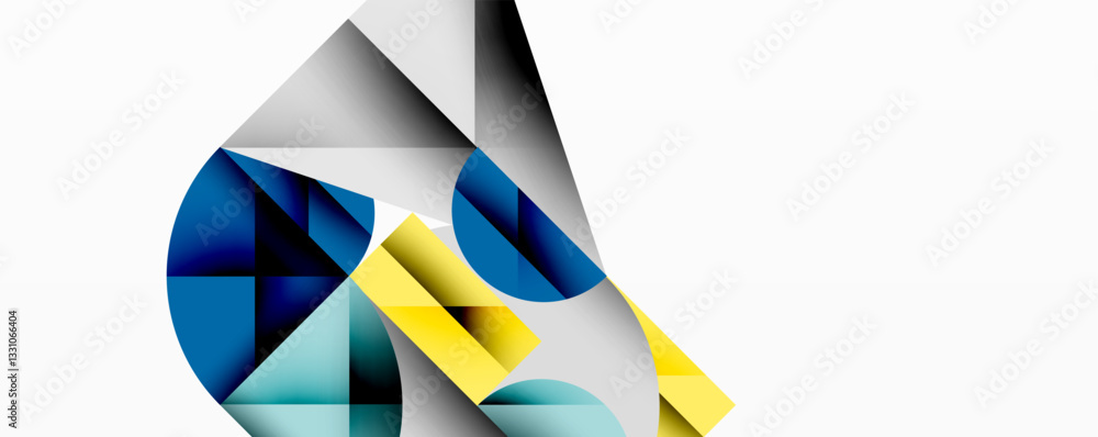 Aufkleber Modern abstract composition with layered circles and angular segments featuring gradients, transparency effects, and a structured geometric layout