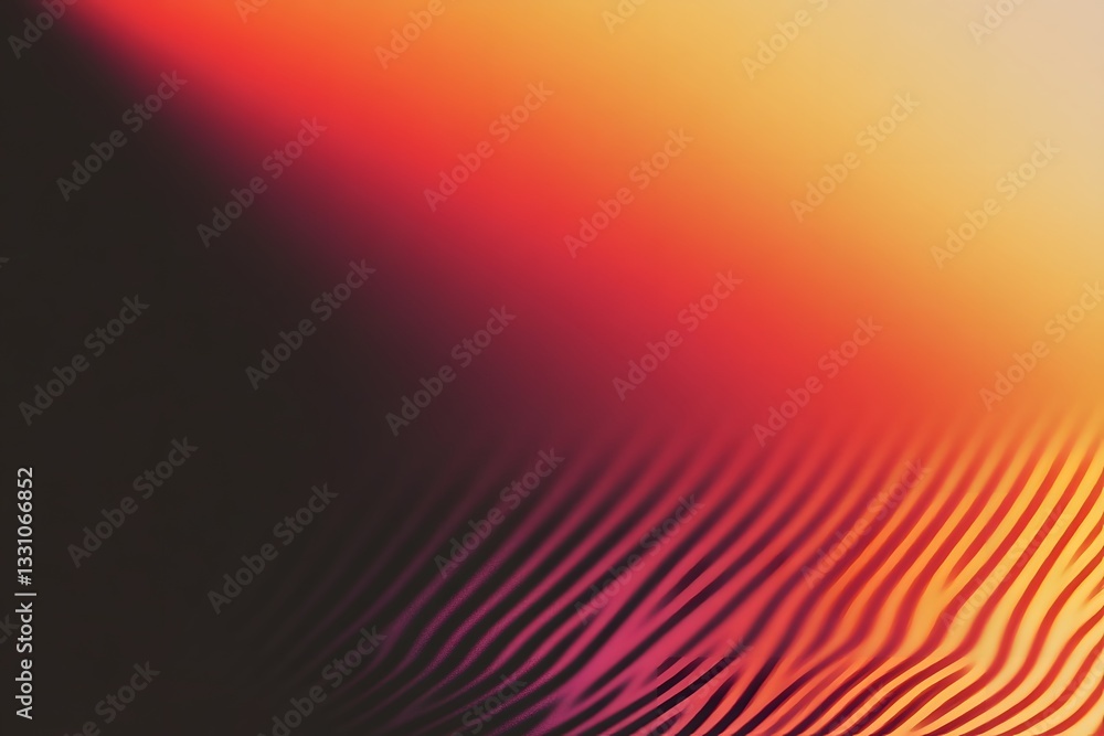 Poster abstract composition featuring gradient colors and lined patterns across space