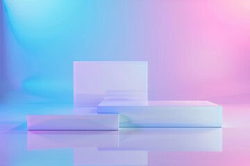 Detailed Color Picture of 3D Render of Empty Podium Stand for Summer Concept
