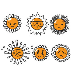 doodle daisy flower character with funny face illustration