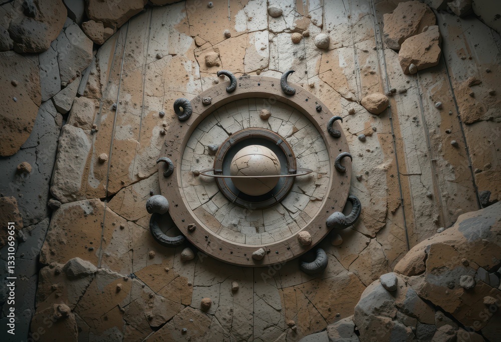 Poster intricate wall design with circular element and texture details