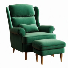 green armchair isolated on white background