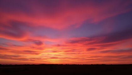 Fototapeta premium The colors of the sunset dance across the sky, blending together in a beautiful gradient as they reflect off the ground below
