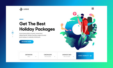 Modern Travel Website Template with Vibrant Illustrations
