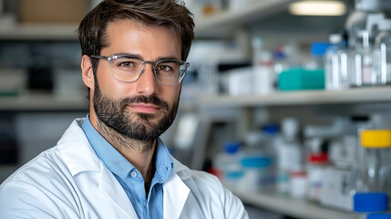 Obraz premium Biochemist preparing chemical solution in modern laboratory scientific research environment detailed close-up view innovation in chemistry