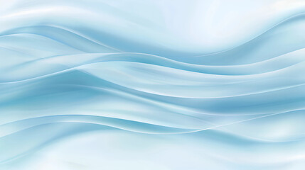 Flowing light blue abstract waves. Soft smooth texture resembling silk fabric with gentle flowing motion. Elegant minimalist background for corporate branding, cosmetic packaging, digital interfaces, 