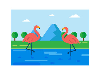 Ecosystem illustration.  Flat vector illustration concept.