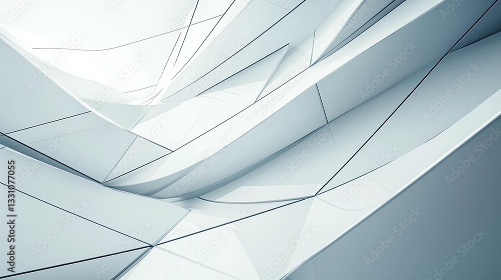Poster abstract architectural design with flowing white lines and geometric shapes.