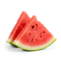 Two slices of watermelon on a White Background