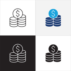 Money business icon. Finance icon. Money cash symbol. Icons design compatible for balance, financial, dollar, wealth, asset, earning, payment, salary. Vector illustration.