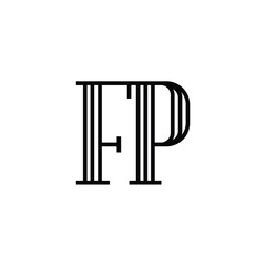 FP monogram logo design letter text name symbol monochrome logotype alphabet character simple logo