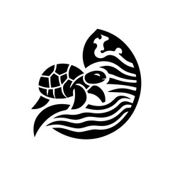 Turtle silhouette vector & tribal skull tattoo design
