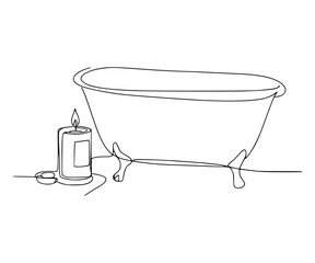 Relaxation Line Art – Minimalist Candle and Bathtub Designs