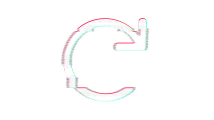 Icon redo is distorted. Glitch. Noise, chromatic aberration, geometric distortion