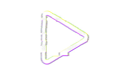 Icon play is distorted. Glitch. Noise, chromatic aberration, geometric distortion