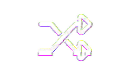 Icon random is distorted. Glitch. Noise, chromatic aberration, geometric distortion