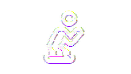 Icon pray is distorted. Glitch. Noise, chromatic aberration, geometric distortion